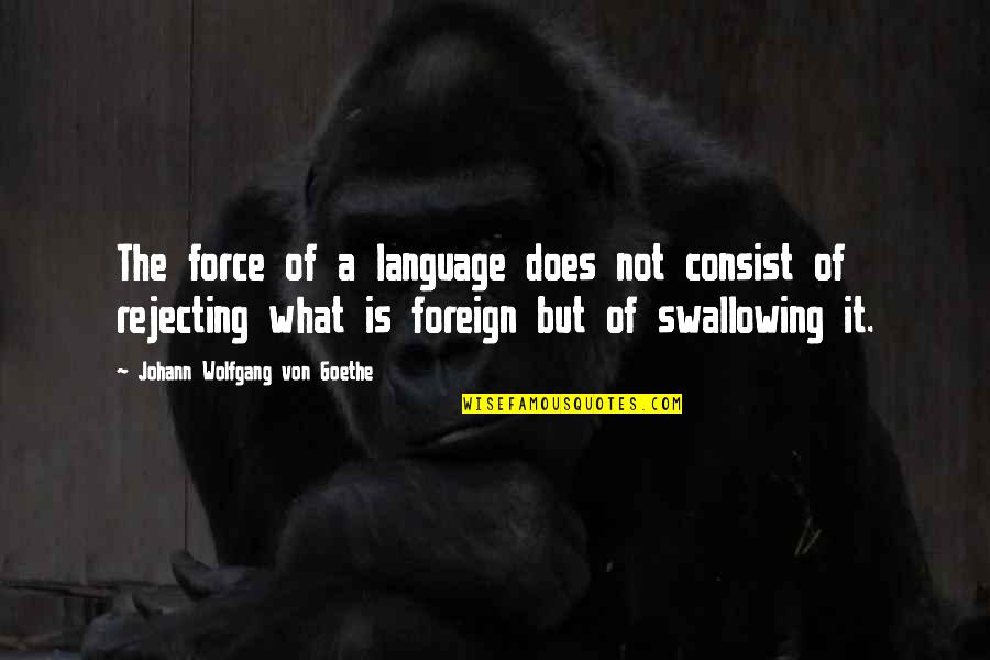 Rejecting Quotes By Johann Wolfgang Von Goethe: The force of a language does not consist