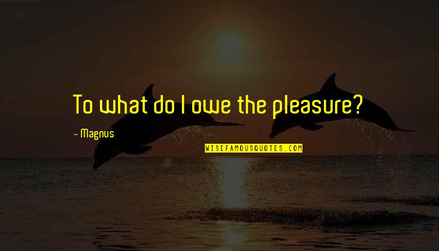 Rejjie Snow Quotes By Magnus: To what do I owe the pleasure?