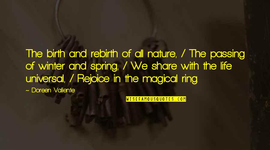 Rejoice Quotes By Doreen Valiente: The birth and rebirth of all nature, /