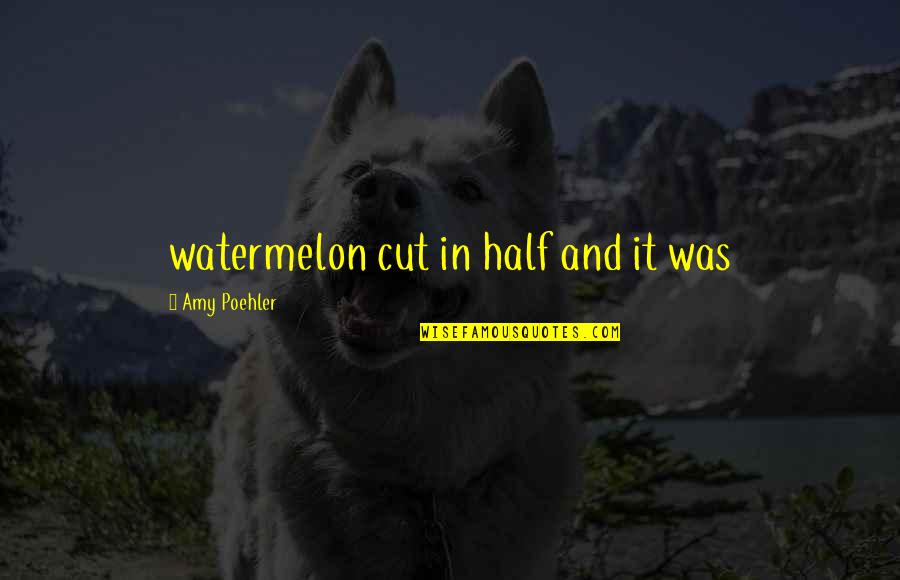 Rejuvenate Sayings Quotes By Amy Poehler: watermelon cut in half and it was Rejuvenate Sayings Quotes By Amy Poehler: watermelon cut in half and it was