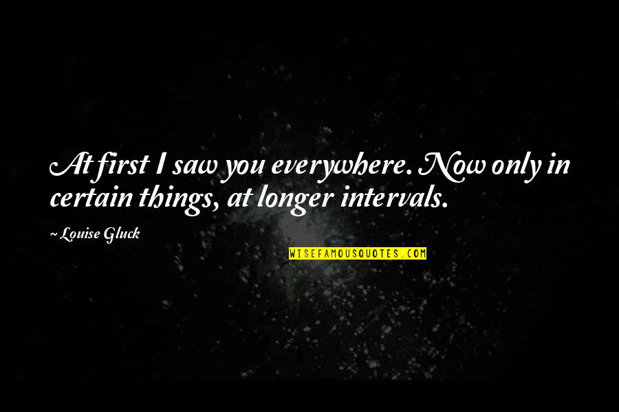 Rekindling A Friendship Quotes By Louise Gluck: At first I saw you everywhere. Now only