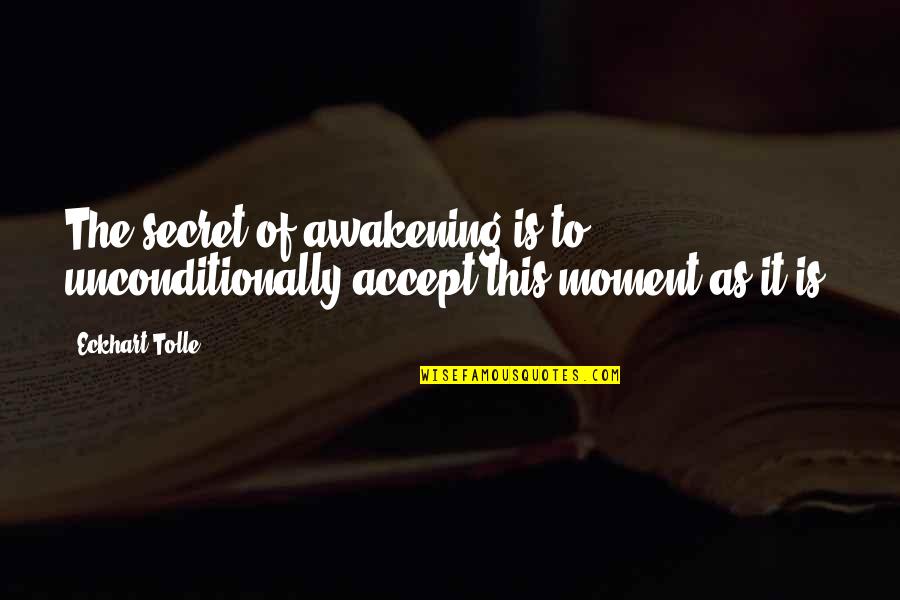 Relatable Guys Quotes By Eckhart Tolle: The secret of awakening is to unconditionally accept