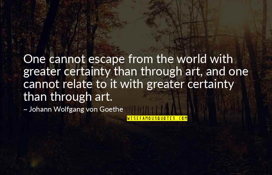 Relate Quotes By Johann Wolfgang Von Goethe: One cannot escape from the world with greater