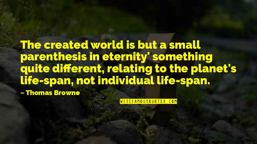 Relating Quotes By Thomas Browne: The created world is but a small parenthesis Relating Quotes By Thomas Browne: The created world is but a small parenthesis