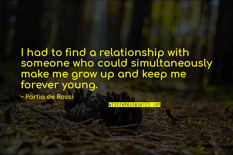 Relationship By Young Quotes By Portia De Rossi: I had to find a relationship with someone