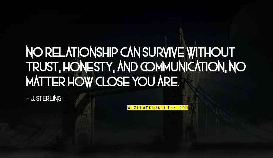 Relationship Communication Quotes By J. Sterling: No relationship can survive without trust, honesty, and Relationship Communication Quotes By J. Sterling: No relationship can survive without trust, honesty, and