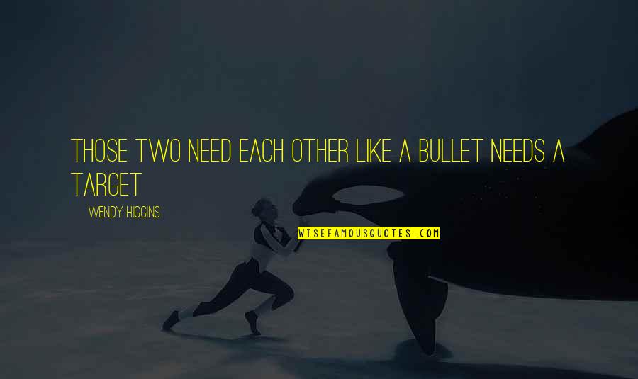 Relationship Humor Quotes By Wendy Higgins: Those two need each other like a bullet