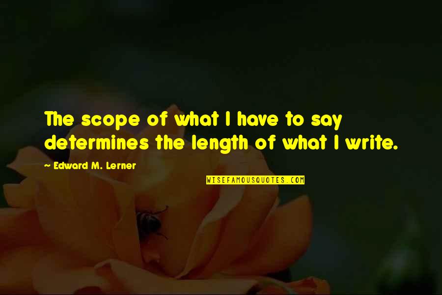 Relationship Loss Quotes By Edward M. Lerner: The scope of what I have to say