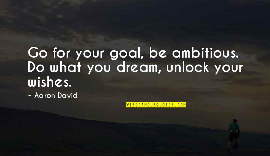 Relationship Mess Up Quotes By Aaron David: Go for your goal, be ambitious. Do what