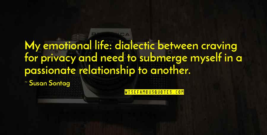 Relationship Privacy Quotes By Susan Sontag: My emotional life: dialectic between craving for privacy