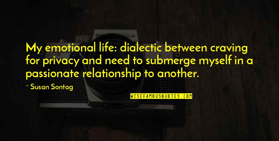 Relationship Privacy Quotes By Susan Sontag: My emotional life: dialectic between craving for privacy Relationship Privacy Quotes By Susan Sontag: My emotional life: dialectic between craving for privacy
