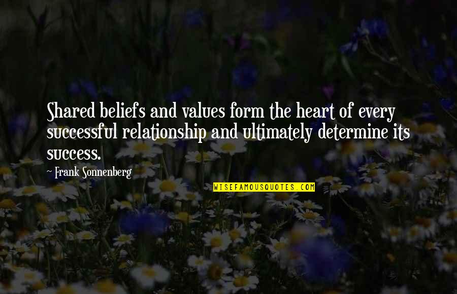 Relationship Quotes And Quotes By Frank Sonnenberg: Shared beliefs and values form the heart of Relationship Quotes And Quotes By Frank Sonnenberg: Shared beliefs and values form the heart of