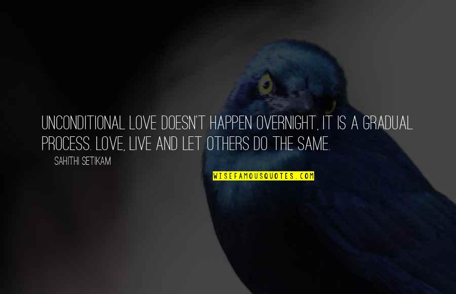Relationship Quotes And Quotes By Sahithi Setikam: Unconditional love doesn't happen overnight, it is a Relationship Quotes And Quotes By Sahithi Setikam: Unconditional love doesn't happen overnight, it is a