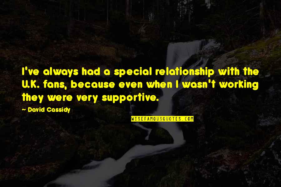 Relationship That Is Not Working Quotes By David Cassidy: I've always had a special relationship with the