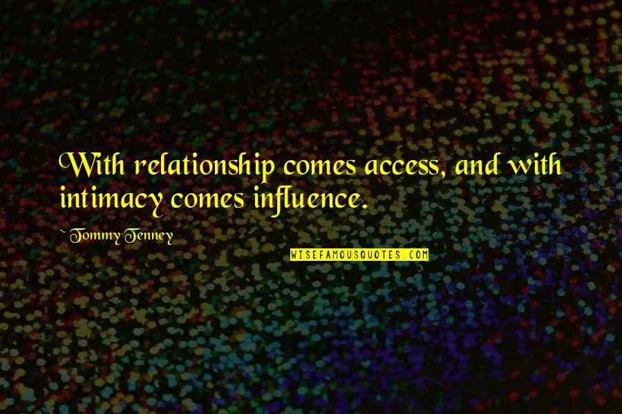 Relationship Without Intimacy Quotes By Tommy Tenney: With relationship comes access, and with intimacy comes