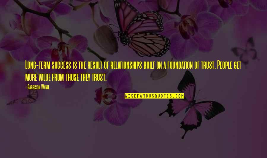 Relationships Trust Quotes By Garrison Wynn: Long-term success is the result of relationships built Relationships Trust Quotes By Garrison Wynn: Long-term success is the result of relationships built
