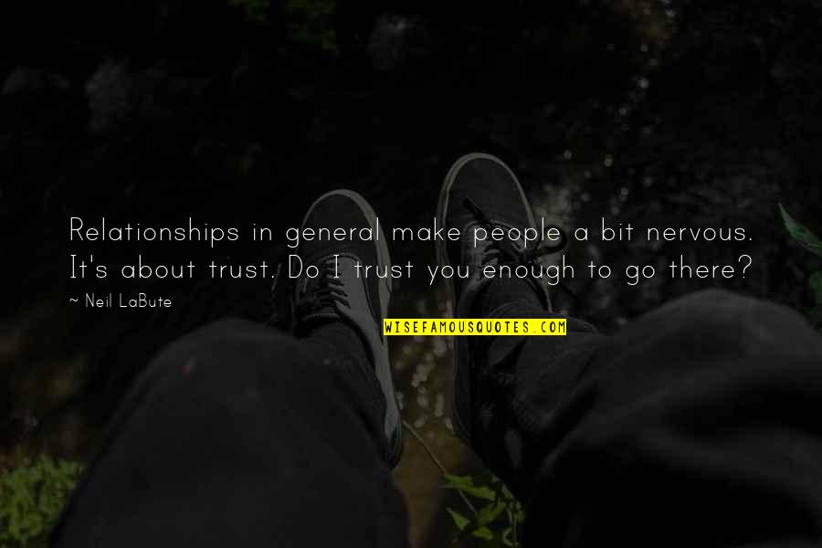 Relationships Without Trust Quotes By Neil LaBute: Relationships in general make people a bit nervous.