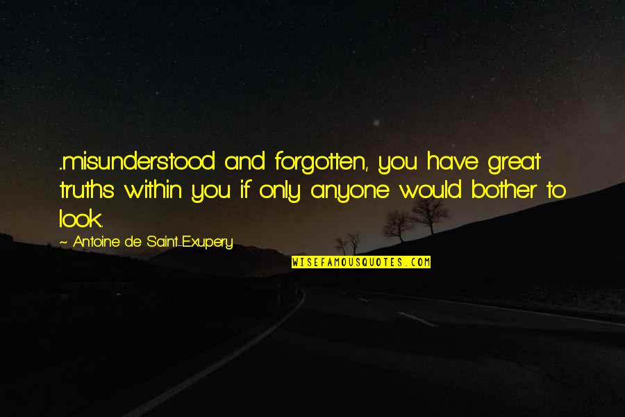 Relativos Notas Quotes By Antoine De Saint-Exupery: ...misunderstood and forgotten, you have great truths within