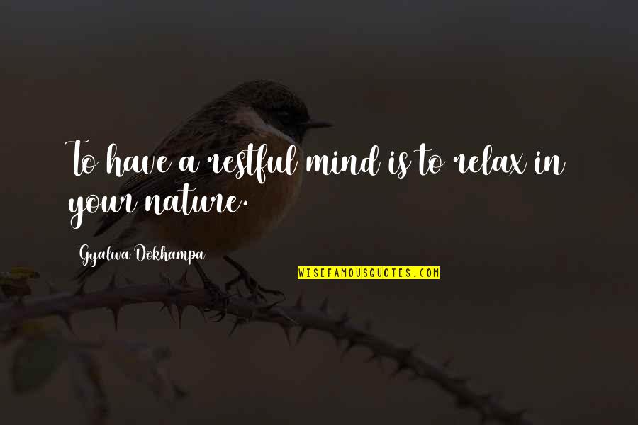 Relax Mind Quotes By Gyalwa Dokhampa: To have a restful mind is to relax
