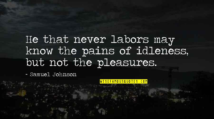 Relaxation Quotes By Samuel Johnson: He that never labors may know the pains
