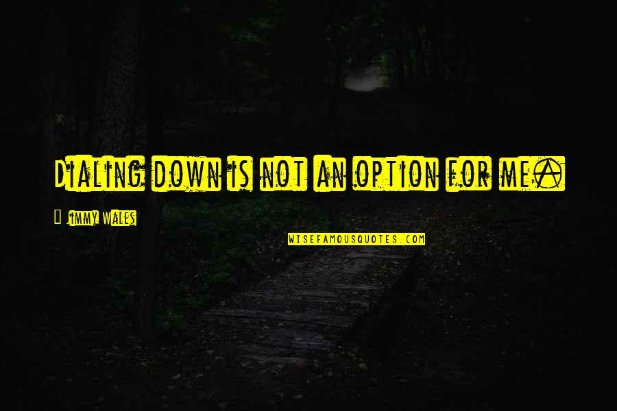 Relaxer Movie Quotes By Jimmy Wales: Dialing down is not an option for me. Relaxer Movie Quotes By Jimmy Wales: Dialing down is not an option for me.