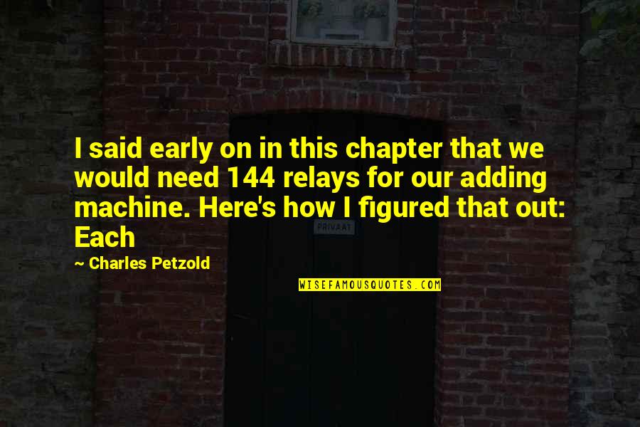 Relays Quotes By Charles Petzold: I said early on in this chapter that