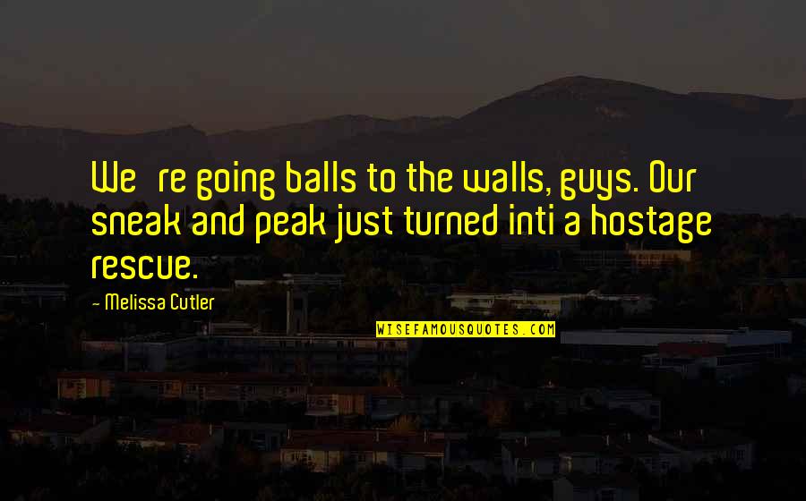 Relenquishment Quotes By Melissa Cutler: We're going balls to the walls, guys. Our