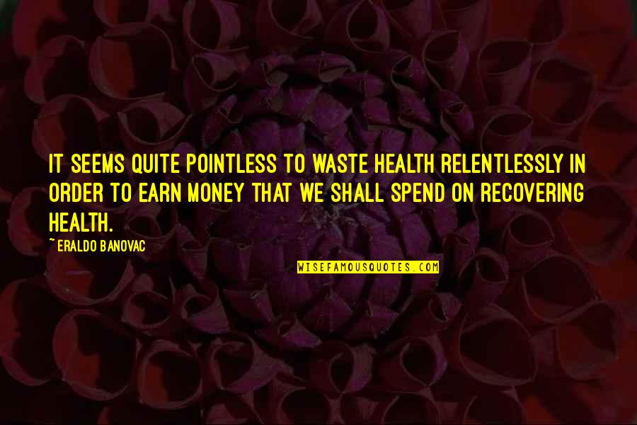 Relentlessly Quotes By Eraldo Banovac: It seems quite pointless to waste health relentlessly Relentlessly Quotes By Eraldo Banovac: It seems quite pointless to waste health relentlessly