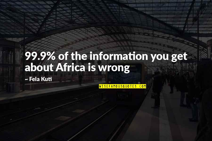 Relevant Life Policy Quotes By Fela Kuti: 99.9% of the information you get about Africa