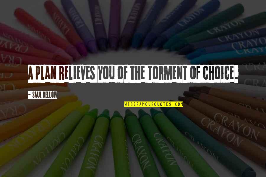 Relieves Quotes By Saul Bellow: A plan relieves you of the torment of