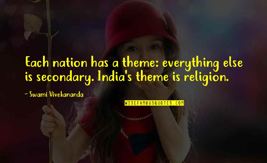 Religion In India Quotes By Swami Vivekananda: Each nation has a theme: everything else is