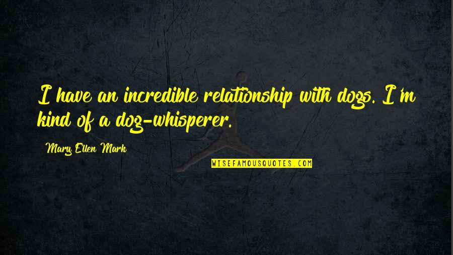 Religion Understanding Quotes By Mary Ellen Mark: I have an incredible relationship with dogs. I'm