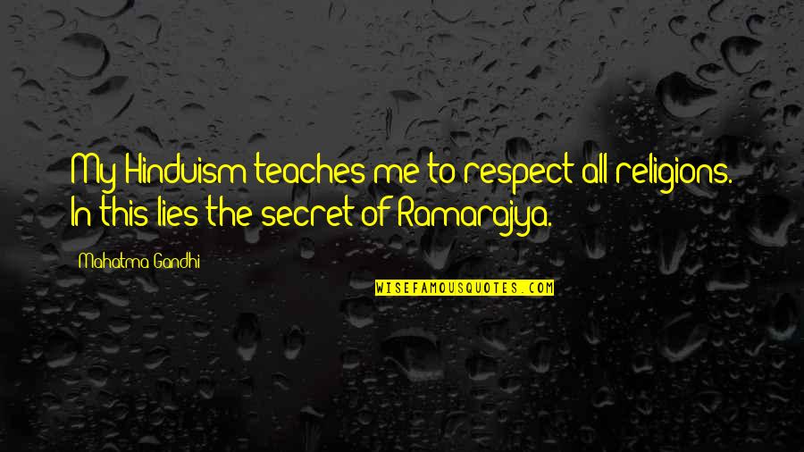 Religions Quotes By Mahatma Gandhi: My Hinduism teaches me to respect all religions.