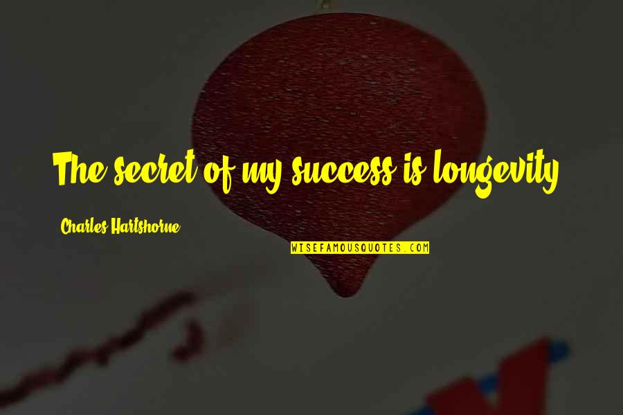 Religiosa Lyrics Quotes By Charles Hartshorne: The secret of my success is longevity.
