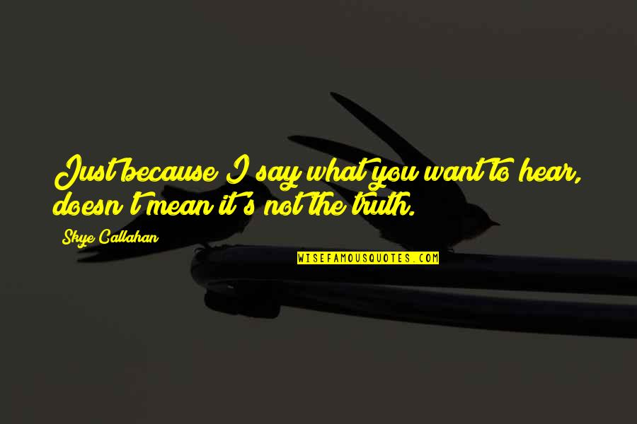 Religious Figures Quotes By Skye Callahan: Just because I say what you want to