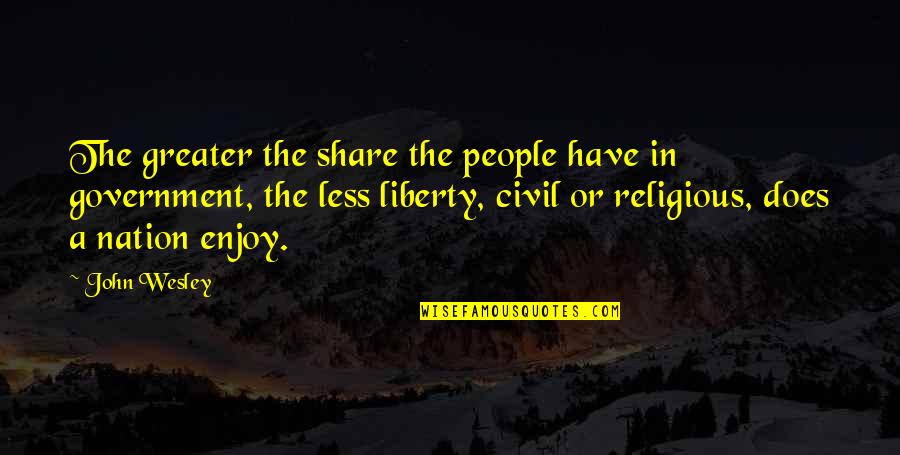 Religious Liberty Quotes By John Wesley: The greater the share the people have in