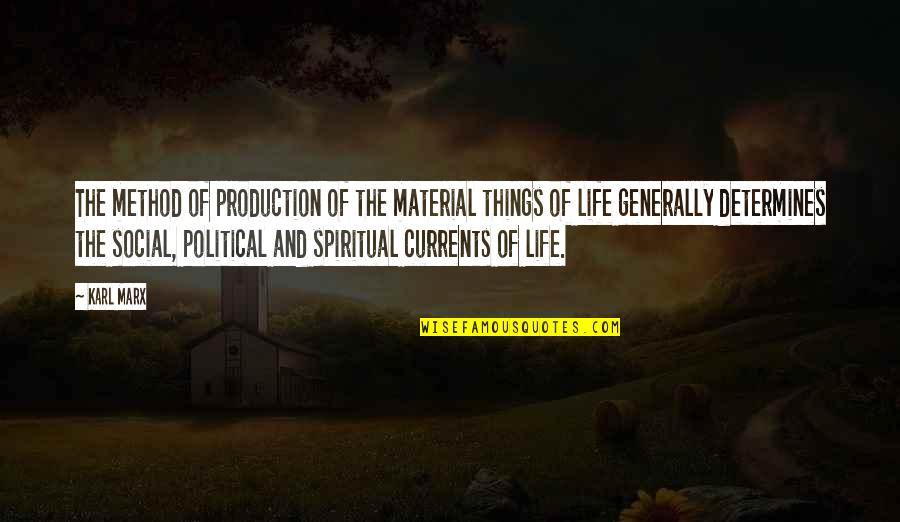 Religious Support Quotes By Karl Marx: The method of production of the material things