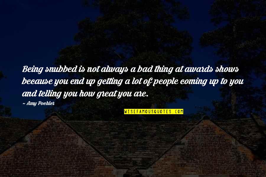 Relinquished Quotes By Amy Poehler: Being snubbed is not always a bad thing Relinquished Quotes By Amy Poehler: Being snubbed is not always a bad thing