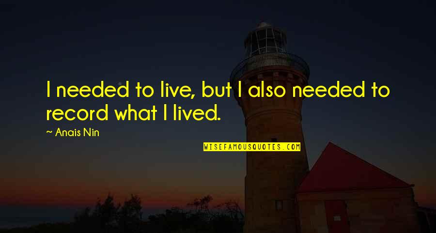Relocate In Spanish Quotes By Anais Nin: I needed to live, but I also needed