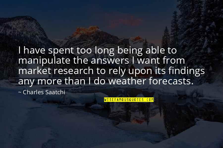 Rely'd Quotes By Charles Saatchi: I have spent too long being able to
