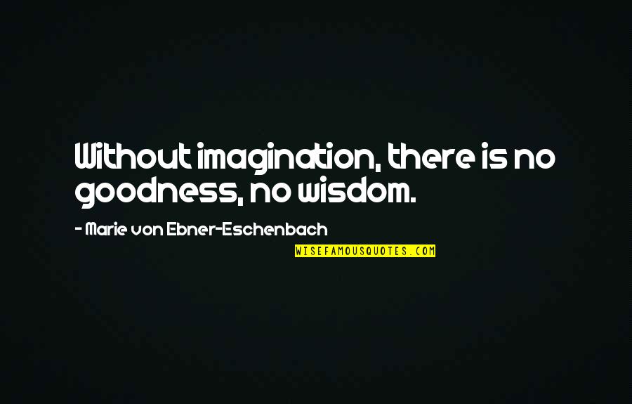 Remaining True To Yourself Quotes By Marie Von Ebner-Eschenbach: Without imagination, there is no goodness, no wisdom.