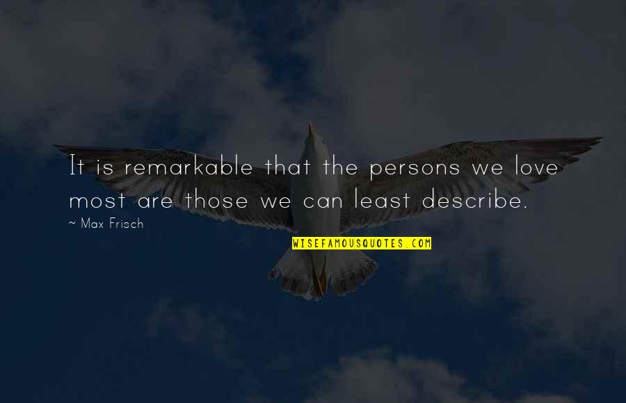 Remarkable Love Quotes By Max Frisch: It is remarkable that the persons we love