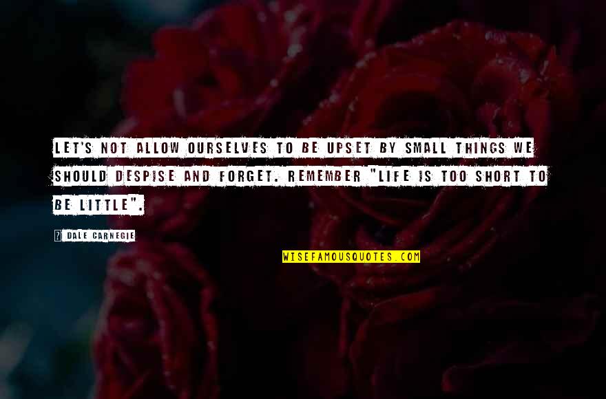Remember Short Quotes By Dale Carnegie: Let's not allow ourselves to be upset by