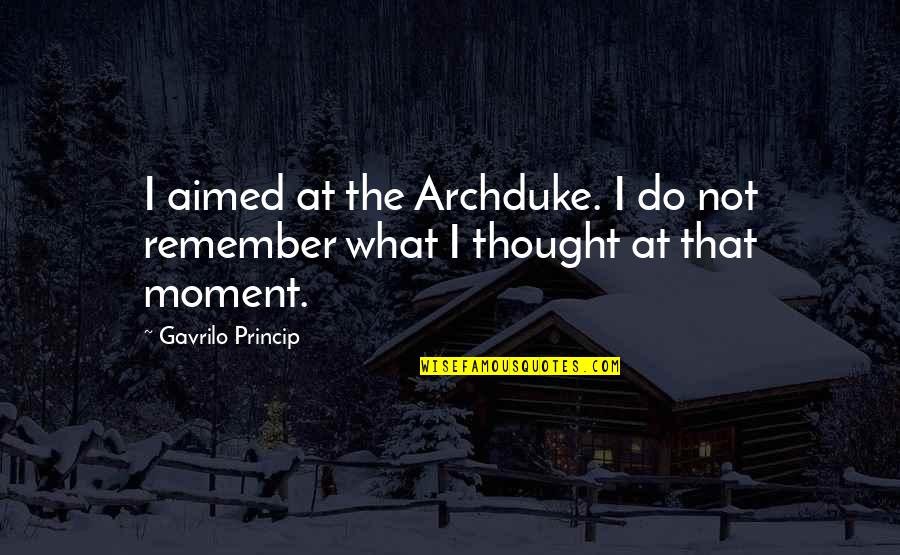 Remember The Moment Quotes By Gavrilo Princip: I aimed at the Archduke. I do not