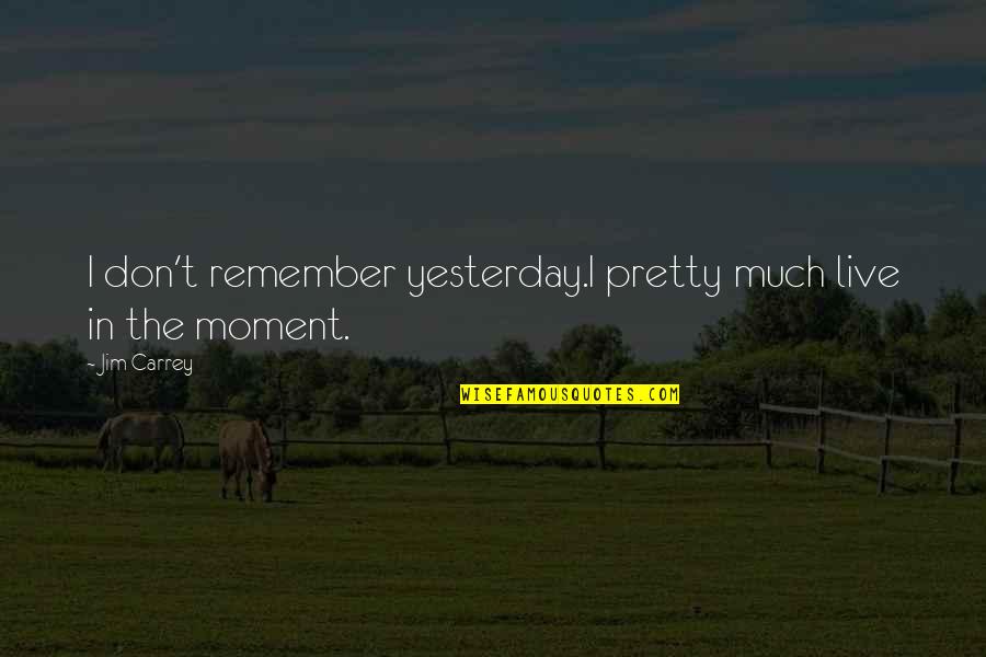 Remember The Moment Quotes By Jim Carrey: I don't remember yesterday.I pretty much live in