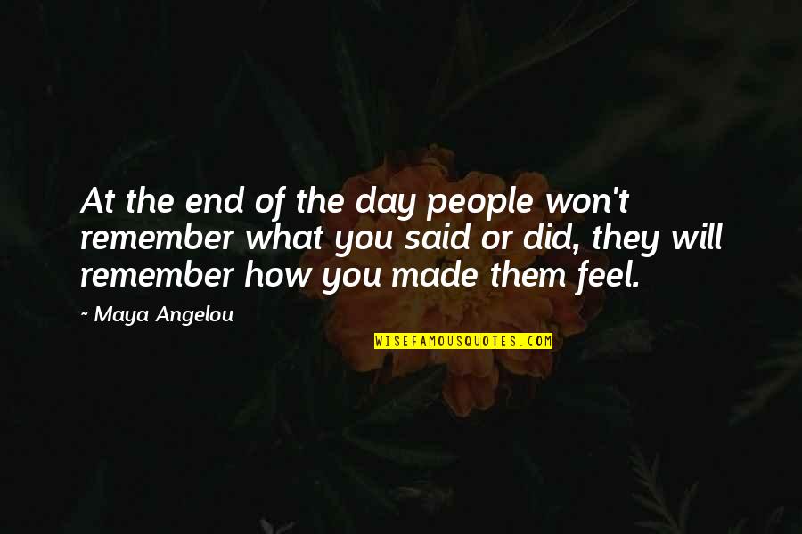 Remember What You Said Quotes By Maya Angelou: At the end of the day people won't Remember What You Said Quotes By Maya Angelou: At the end of the day people won't