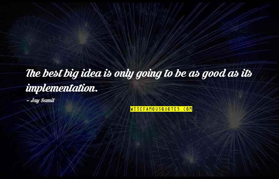 Remember Who You Are Doing It For Quotes By Jay Samit: The best big idea is only going to