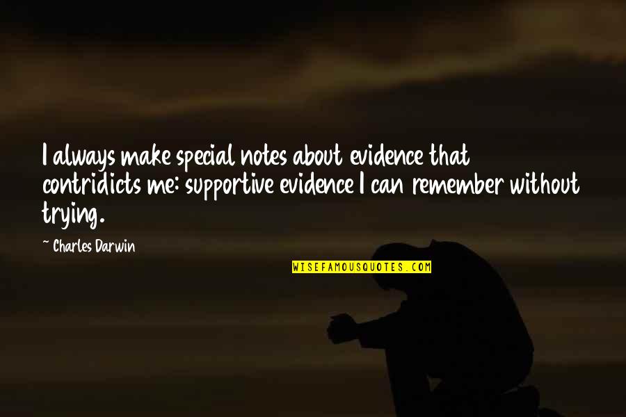 Remember Your Special Quotes By Charles Darwin: I always make special notes about evidence that Remember Your Special Quotes By Charles Darwin: I always make special notes about evidence that