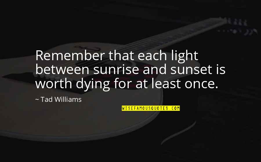 Remember Your Worth Quotes By Tad Williams: Remember that each light between sunrise and sunset