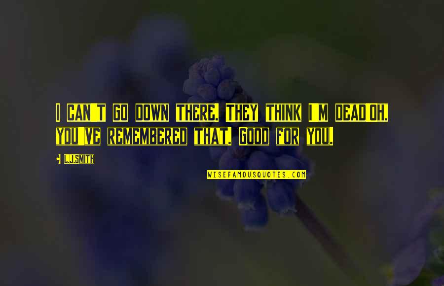 Remembered Quotes By L.J.Smith: I can't go down there. They think I'm